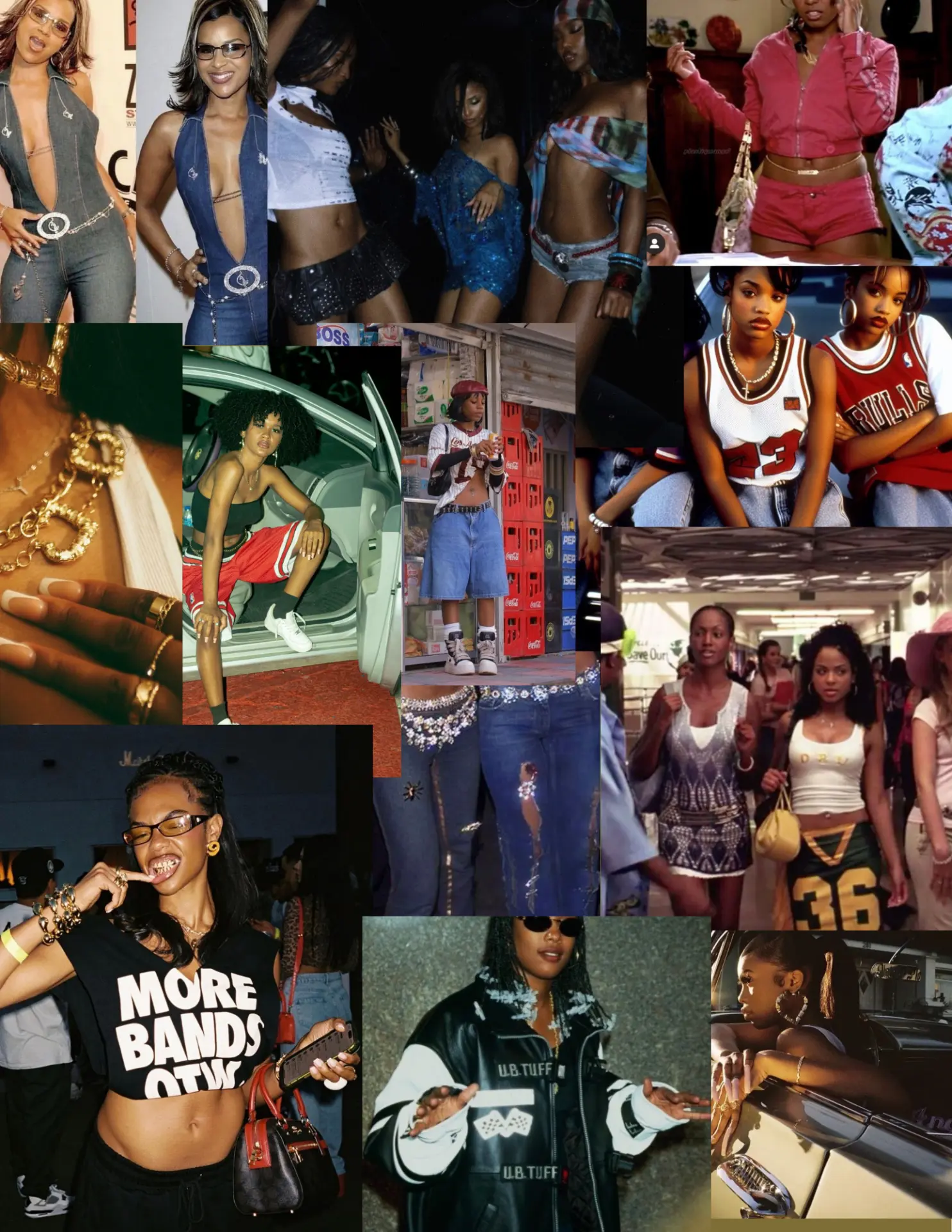 Y2K campus fashion mood board